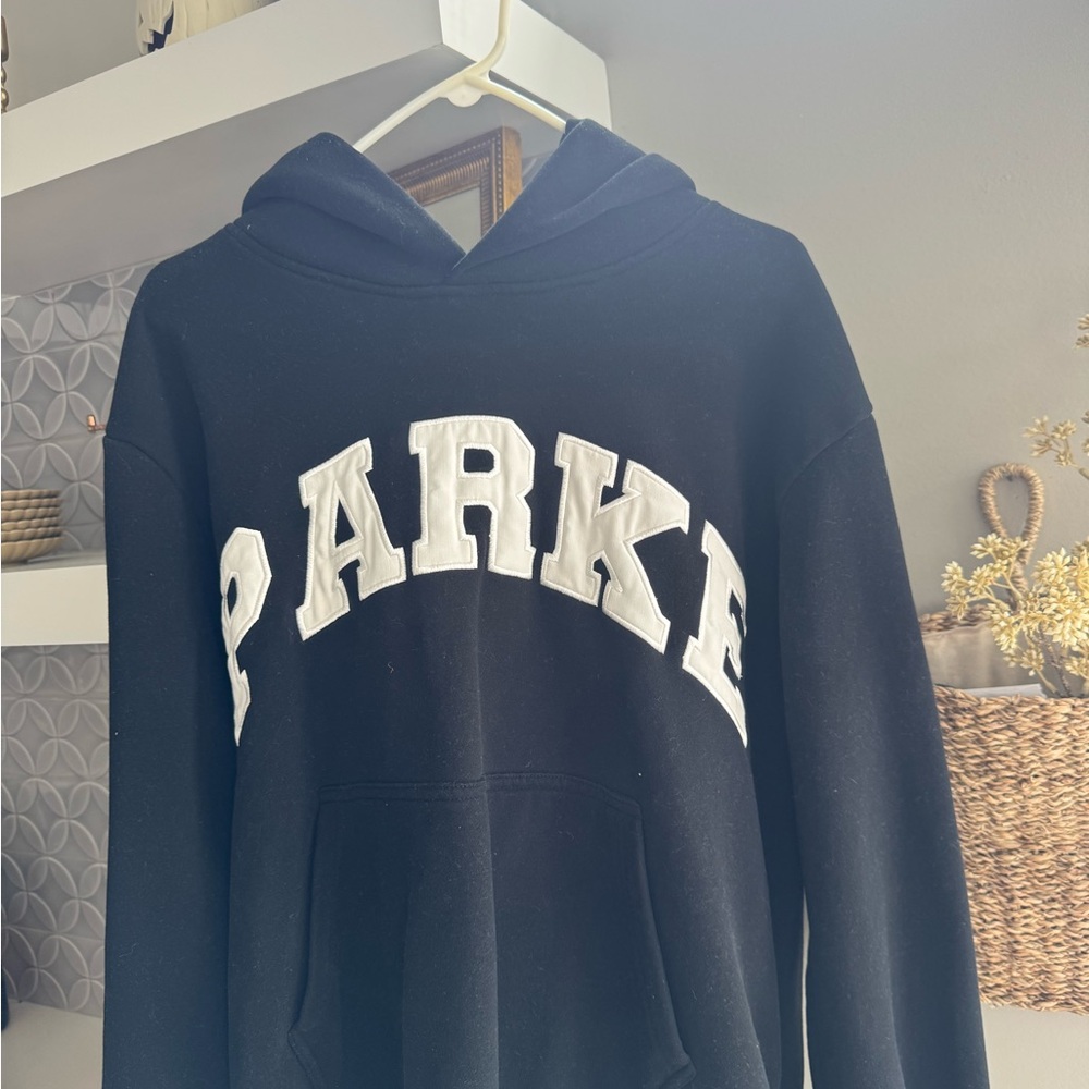 Parker Black Hoodie with White Tag